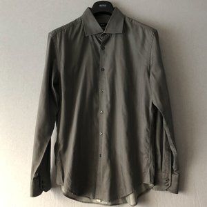 Boss Hugo Boss Gray Striped Shirt Size XL